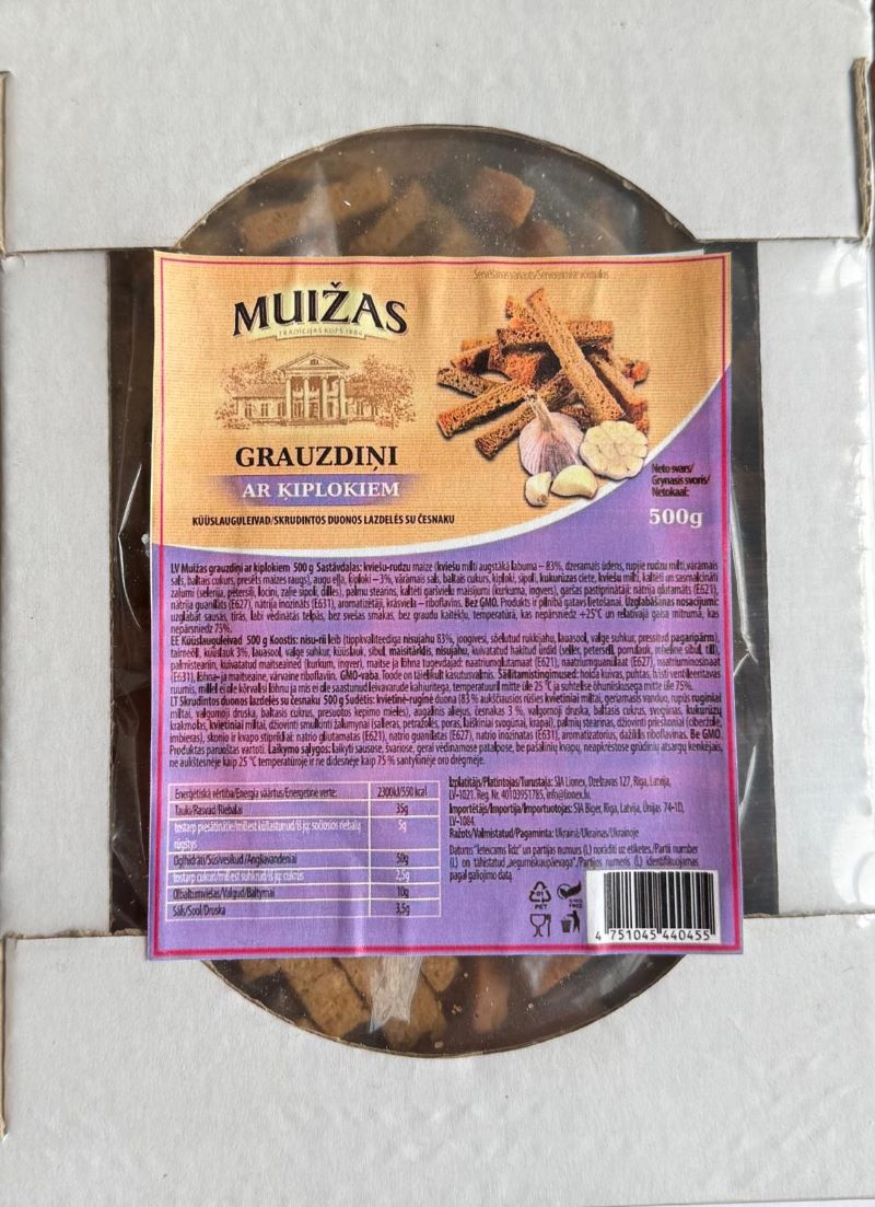 Muižas GRAUZDIŅI ar ķiplokiem 500g