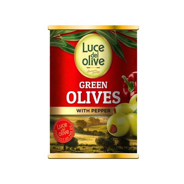 Olīves zaļas ar papriku Luce del Olive 300ml